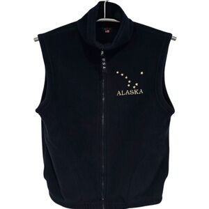 VINTAGE Alaska Black Fleece Full Zip Women’s Vest with Embroidery Size Small